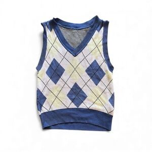 Blue and Cream Argyle Sweater Vest